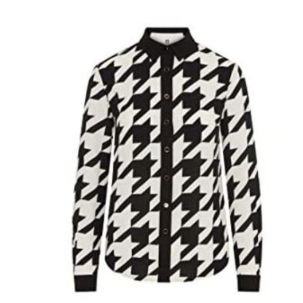 Anne Klein Black and White Houndstooth Shirt. Size 14 - Picture 1 of 7